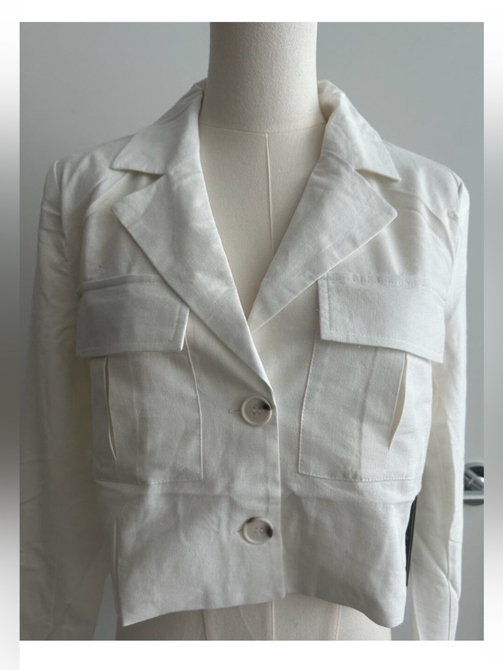 White Cropped Utility Jacket - Women